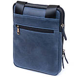 Сумка чоловіча планшет на два відділення вінтажна шкіряна SHVIGEL 11284 Синя, фото 2