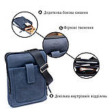 Сумка чоловіча планшет на два відділення вінтажна шкіряна SHVIGEL 11284 Синя, фото 4