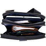 Сумка чоловіча планшет на два відділення вінтажна шкіряна SHVIGEL 11284 Синя, фото 7