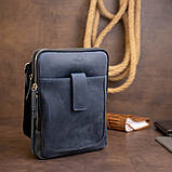 Сумка чоловіча планшет на два відділення вінтажна шкіряна SHVIGEL 11284 Синя, фото 8