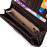 Містке вертикальне чоловіче портмоне з натуральної шкіри з тисненням під крокодила CANPELLINI 21837 Коричневе, фото 5