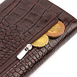 Містке вертикальне чоловіче портмоне з натуральної шкіри з тисненням під крокодила CANPELLINI 21837 Коричневе, фото 6