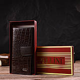 Містке вертикальне чоловіче портмоне з натуральної шкіри з тисненням під крокодила CANPELLINI 21837 Коричневе, фото 9