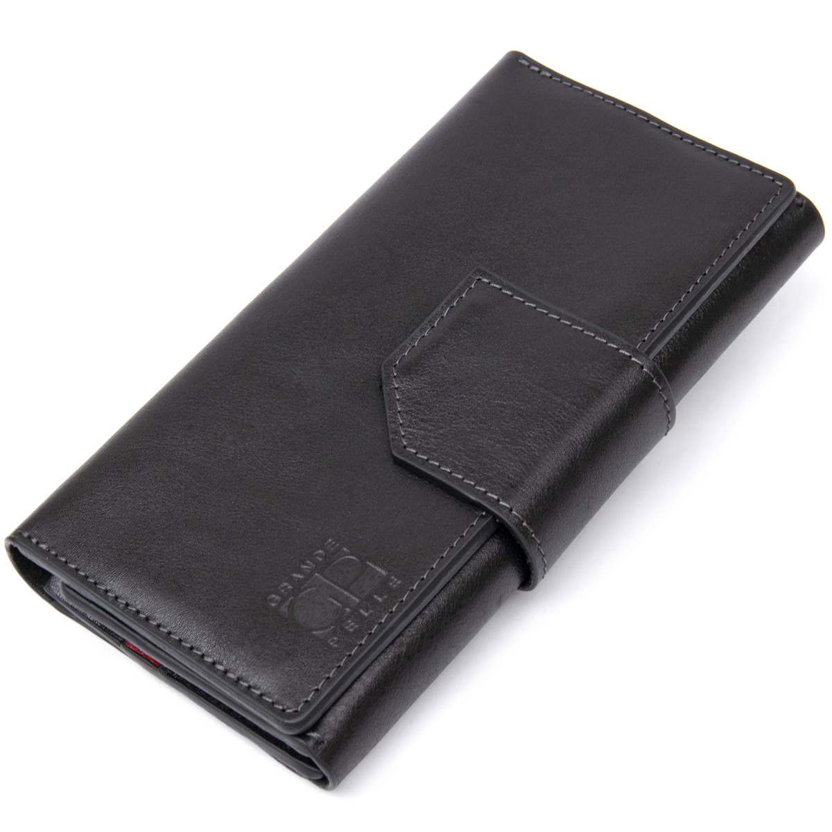 Шкіряне глянсове портмоне GRANDE PELLE 11471 Чорний, фото 1