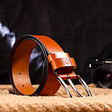 Люксовий ремінь для чоловіків з натуральної шкіри Grande Pelle 21473 Рудий, фото 8