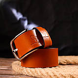 Люксовий ремінь для чоловіків з натуральної шкіри Grande Pelle 21473 Рудий, фото 10