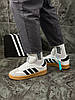 Чоловічі кросівки Adidas Samba og Gray White Black Взуття Адідас Самба біло-сірі шкіра замш низькі весна осінь, фото 10