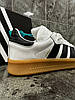 Чоловічі кросівки Adidas Samba og Gray White Black Взуття Адідас Самба біло-сірі шкіра замш низькі весна осінь, фото 6