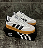 Чоловічі кросівки Adidas Samba og Gray White Black Взуття Адідас Самба біло-сірі шкіра замш низькі весна осінь, фото 4