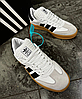 Чоловічі кросівки Adidas Samba og Gray White Black Взуття Адідас Самба біло-сірі шкіра замш низькі весна осінь, фото 3