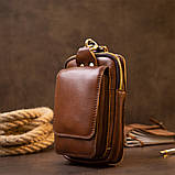 Барсетка поясна чоловіча Vintage 20417 Коричнева, фото 7