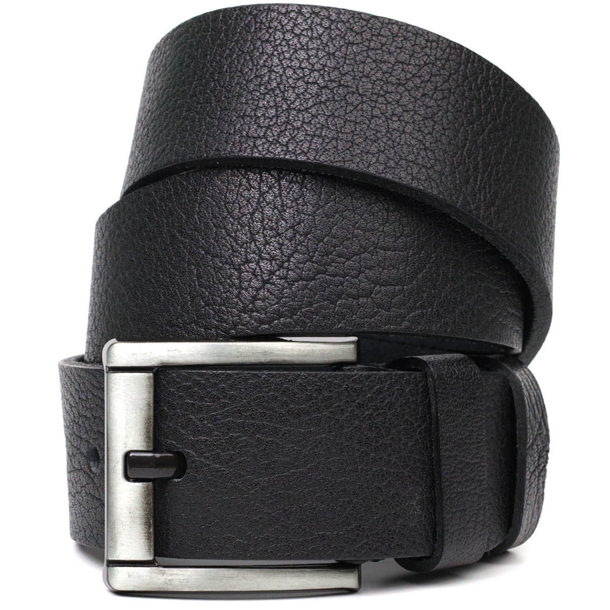 Чоловічий джинсовий ремінь з механічною пряжкою з натуральної шкіри BOND 22070 Чорний, фото 1