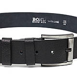 Чоловічий джинсовий ремінь з механічною пряжкою з натуральної шкіри BOND 22070 Чорний, фото 2