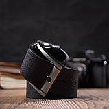 Чоловічий джинсовий ремінь з механічною пряжкою з натуральної шкіри BOND 22070 Чорний, фото 7