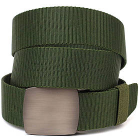 Міцний чоловічий ремінь з металевою пряжкою з текстилю 20595 Vintage Зелений