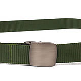Міцний чоловічий ремінь з металевою пряжкою з текстилю 20595 Vintage Зелений, фото 2