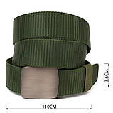 Міцний чоловічий ремінь з металевою пряжкою з текстилю 20595 Vintage Зелений, фото 3