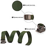 Міцний чоловічий ремінь з металевою пряжкою з текстилю 20595 Vintage Зелений, фото 4