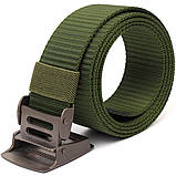Міцний чоловічий ремінь з металевою пряжкою з текстилю 20595 Vintage Зелений, фото 5