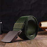 Міцний чоловічий ремінь з металевою пряжкою з текстилю 20595 Vintage Зелений, фото 8