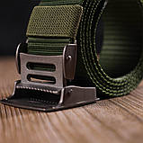 Міцний чоловічий ремінь з металевою пряжкою з текстилю 20595 Vintage Зелений, фото 10