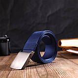 Надійний чоловічий ремінь із металевою пряжкою з текстилю 20596 Vintage Синій, фото 8