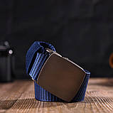 Надійний чоловічий ремінь із металевою пряжкою з текстилю 20596 Vintage Синій, фото 10