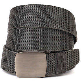 Практичний чоловічий ремінь з металевою пряжкою з текстилю 20597 Vintage Сірий