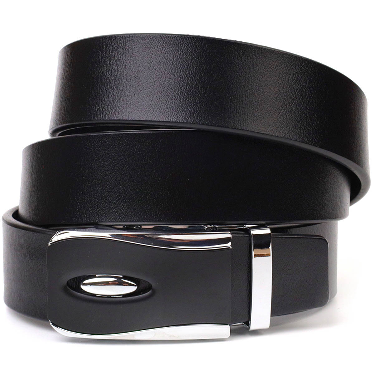 Брючний чоловічий ремінь із пряжкою автомат з натуральної шкіри 21465 Vintage Чорний, фото 1