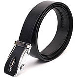 Брючний чоловічий ремінь із пряжкою автомат з натуральної шкіри 21465 Vintage Чорний, фото 2