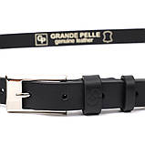 Тонкий жіночий ремінь із натуральної шкіри GRANDE PELLE 11673 Чорний, фото 5