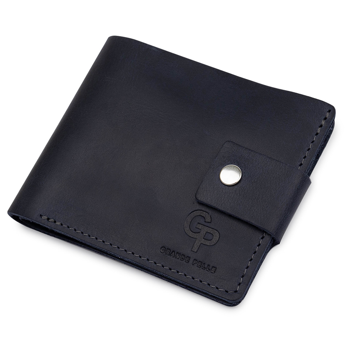 Чоловіче компактне шкіряне портмоне GRANDE PELLE 11519 Темно-синій, фото 1