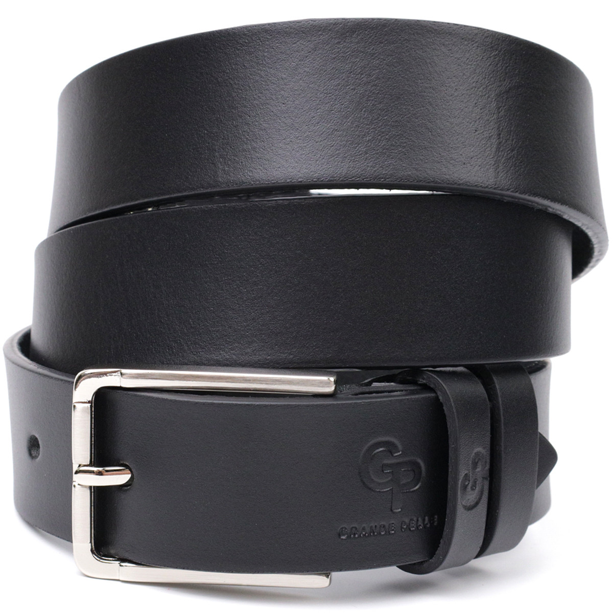 Класичний ремінь брючний для чоловіків з натуральної шкіри GRANDE PELLE 11676 Чорний, фото 1
