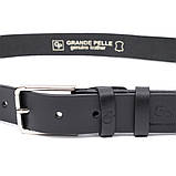 Класичний ремінь брючний для чоловіків з натуральної шкіри GRANDE PELLE 11676 Чорний, фото 5
