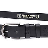 Класичний брючний пояс для чоловіків із натуральної шкіри GRANDE PELLE 11680 Чорний, фото 5