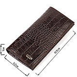 Стильний чоловічий вертикальний гаманець із натуральної шкіри із тисненням під крокодила CANPELLINI 21900 Коричневий, фото 3