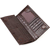 Стильний чоловічий вертикальний гаманець із натуральної шкіри із тисненням під крокодила CANPELLINI 21900 Коричневий, фото 5