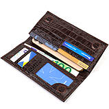 Стильний чоловічий вертикальний гаманець із натуральної шкіри із тисненням під крокодила CANPELLINI 21900 Коричневий, фото 6