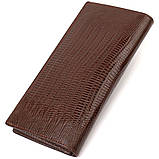 Фактурний чоловічий вертикальний гаманець без застібки з натуральної шкіри з тисненням CANPELLINI 21903 Коричневий, фото 2