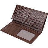 Фактурний чоловічий вертикальний гаманець без застібки з натуральної шкіри з тисненням CANPELLINI 21903 Коричневий, фото 3