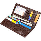 Фактурний чоловічий вертикальний гаманець без застібки з натуральної шкіри з тисненням CANPELLINI 21903 Коричневий, фото 5