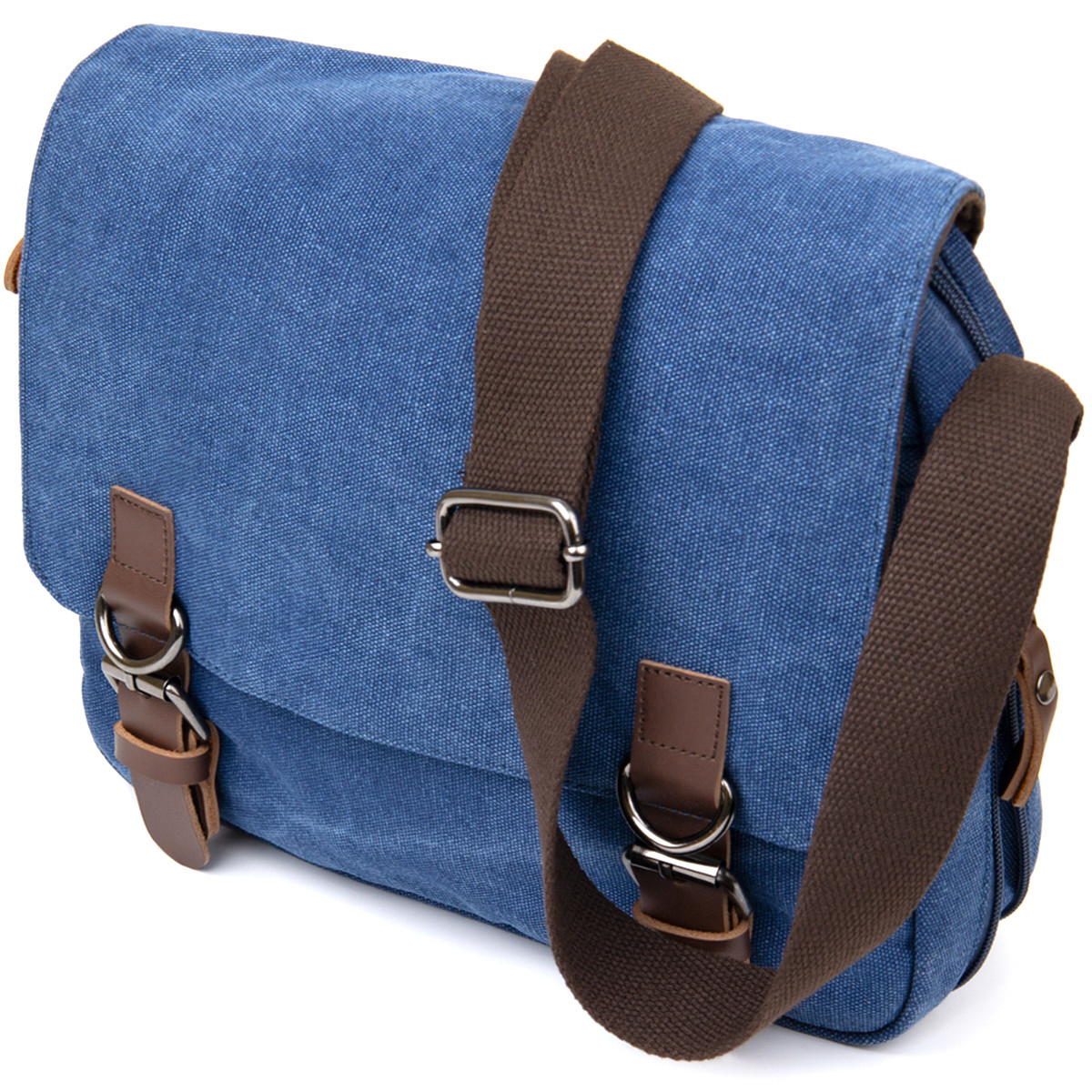 Сумка почтальонка текстильна Vintage 20606 Синя, фото 1