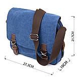 Сумка почтальонка текстильна Vintage 20606 Синя, фото 4