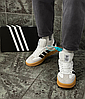 Чоловічі кросівки Adidas Samba og Gray White Black Взуття Адідас Самба біло-сірі шкіра замш низькі весна осінь, фото 11
