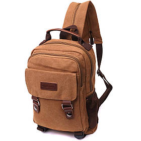 Зручний текстильний рюкзак з ущільненою спинкою та відділенням для планшета Vintage 22167 Коричневий