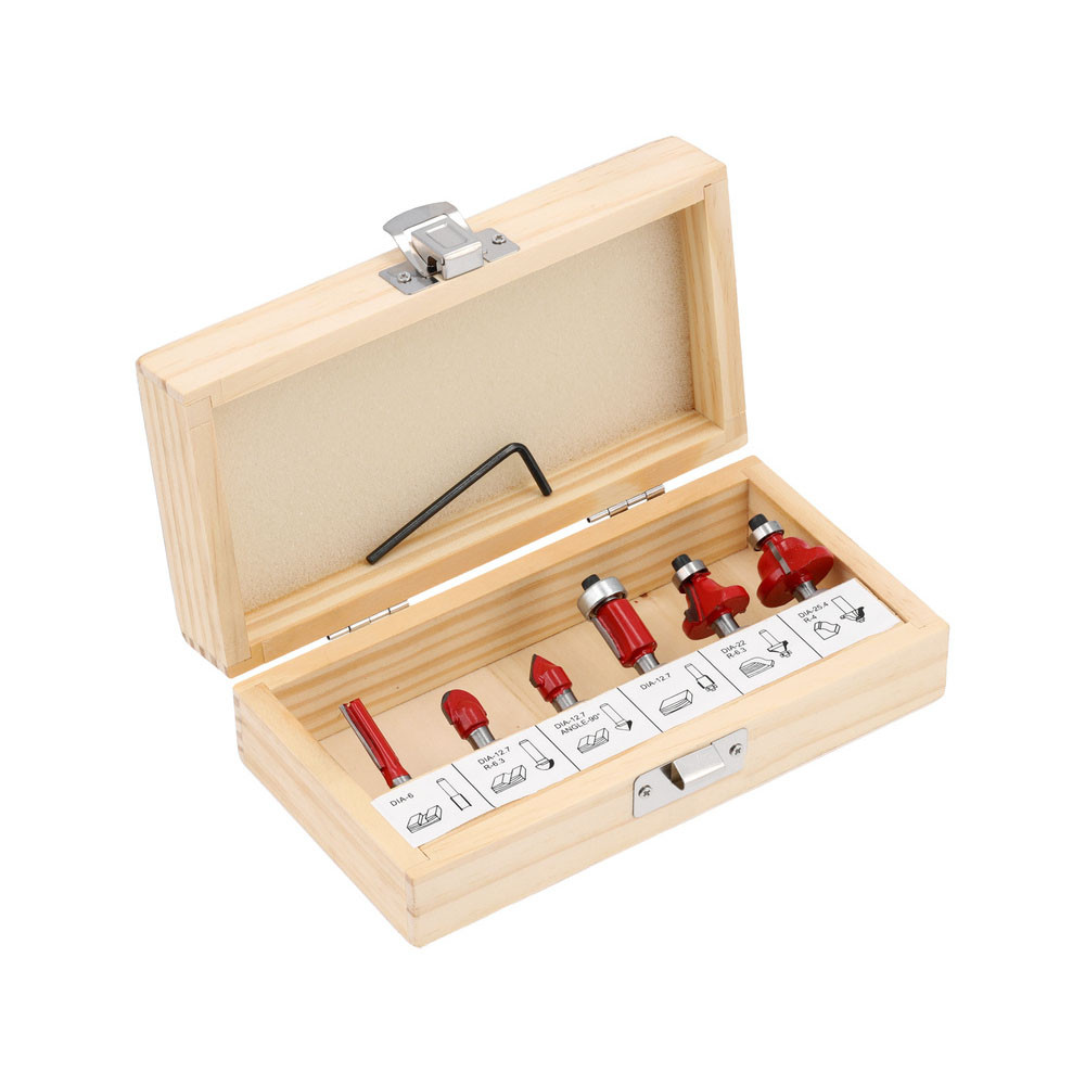 Фрези по дереву зі шпинделем Ø= 6 мм 6 шт. Yato YT-68000, фото 1