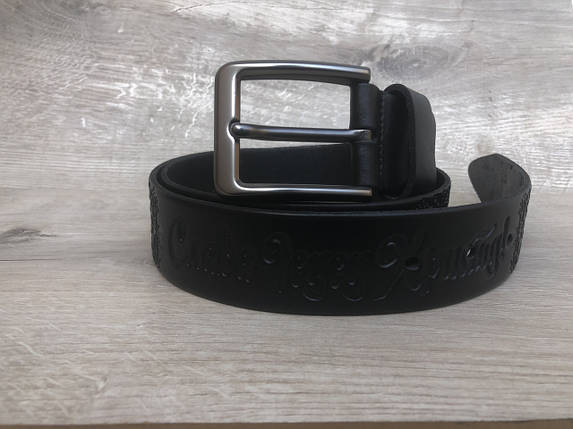 Ремінь шкіряний з написом: "Слава Ісусу Христу", чорний., фото 1