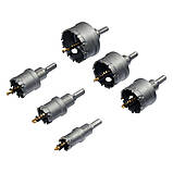 Набір свердлильних коронок по металу TCT Ø22-30-35-45-45-50-65x 103 мм (HEX) 3/8″ 6 шт. Yato YT-44077, фото 2