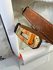 Жіночий коричневий шкіряний ремінь Hermes Kelly 1.8 см із золотою пряжкою ермес, фото 6