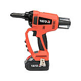 Заклепочник акумуляторний безщітковий Li-Ion 18 В 3Ач (20 kN) для заклепок Ø= 2.4-5.0 мм Yato YT-82955, фото 2